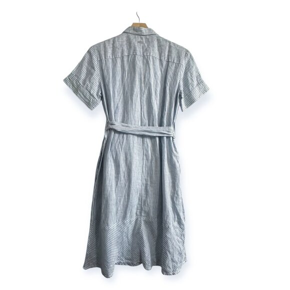SAINT JAMES Christina Linen Striped Shirt Dress, Blue/white, Size 8 US/40 FR(EU) - Picture 2 of 16